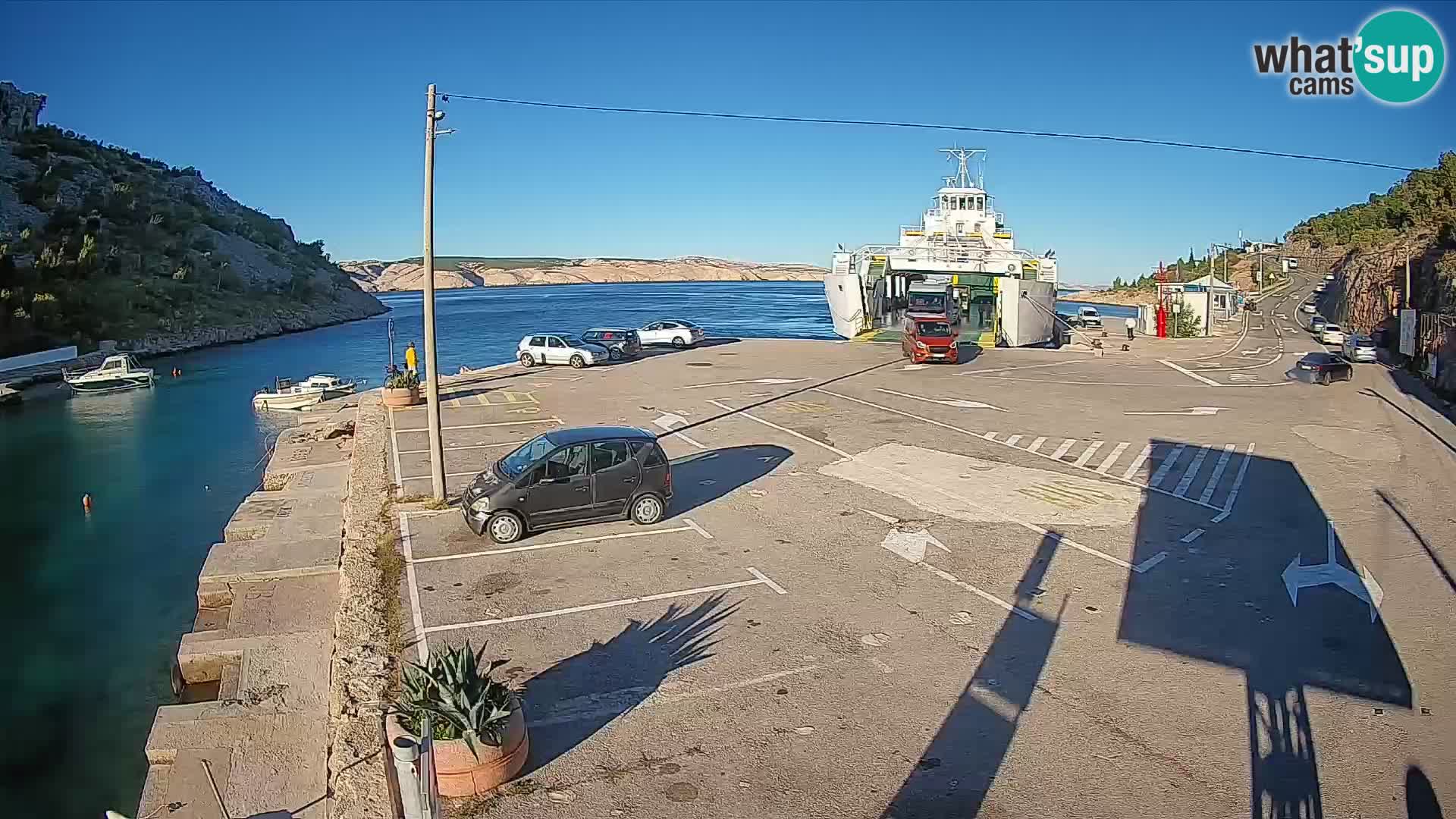 Webcam port de ferry de Prizna – vers l’île de Pag