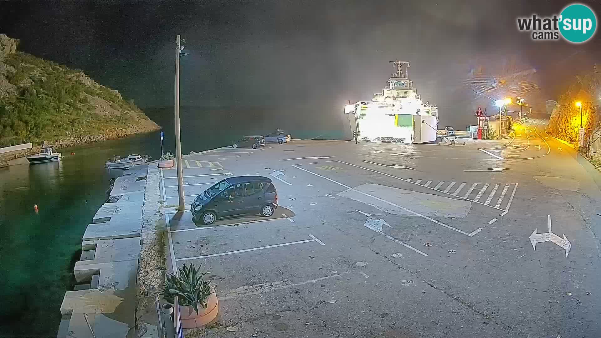 Webcam del puerto de ferris de Prizna – hacia la isla de Pag
