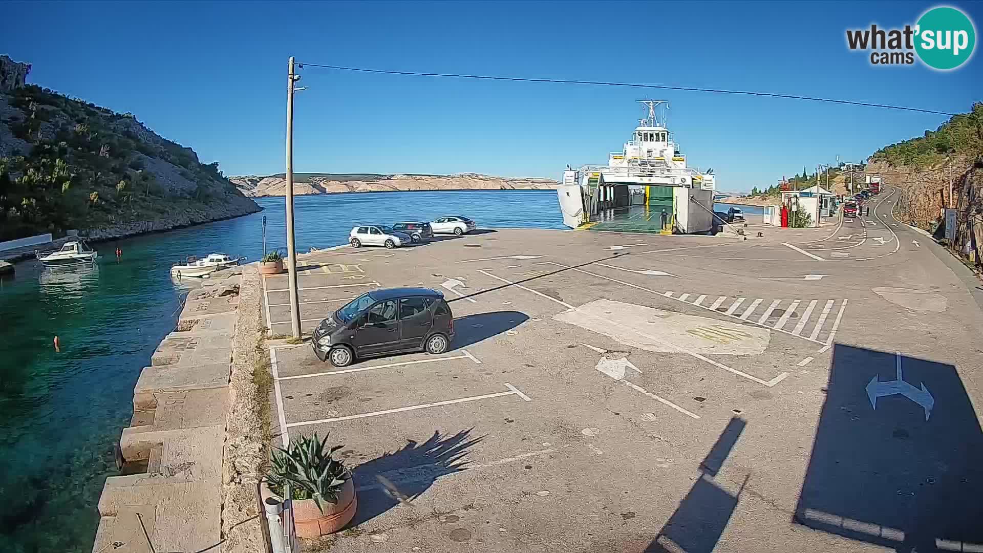 Webcam Fährhafen Prizna – zur Insel Pag