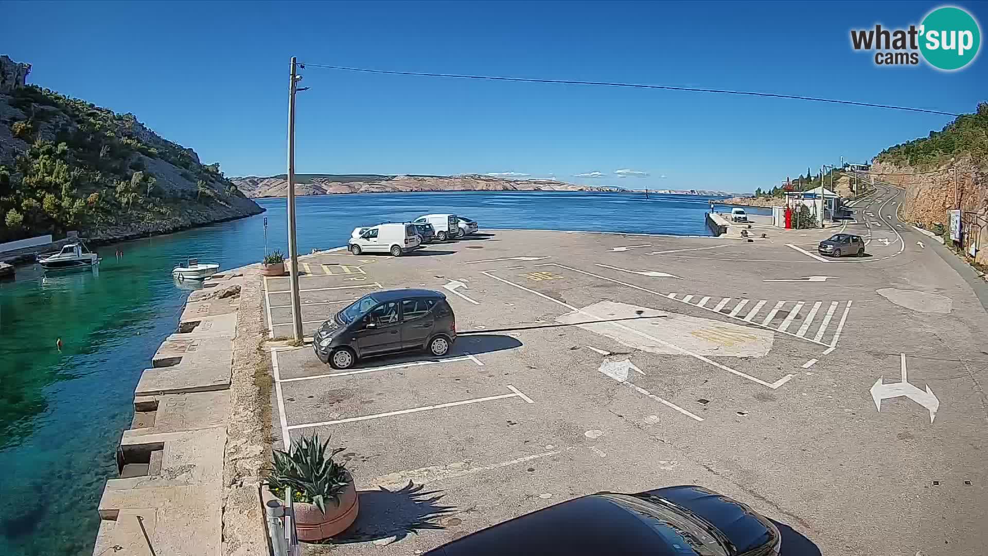 Webcam del puerto de ferris de Prizna – hacia la isla de Pag