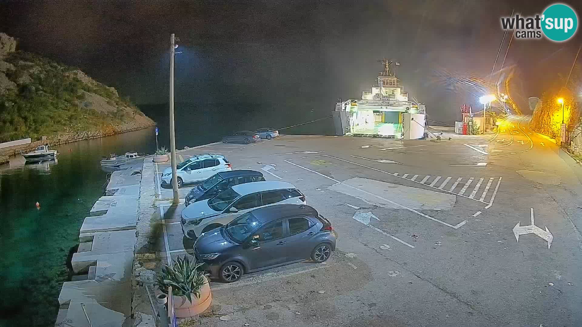 Webcam del puerto de ferris de Prizna – hacia la isla de Pag