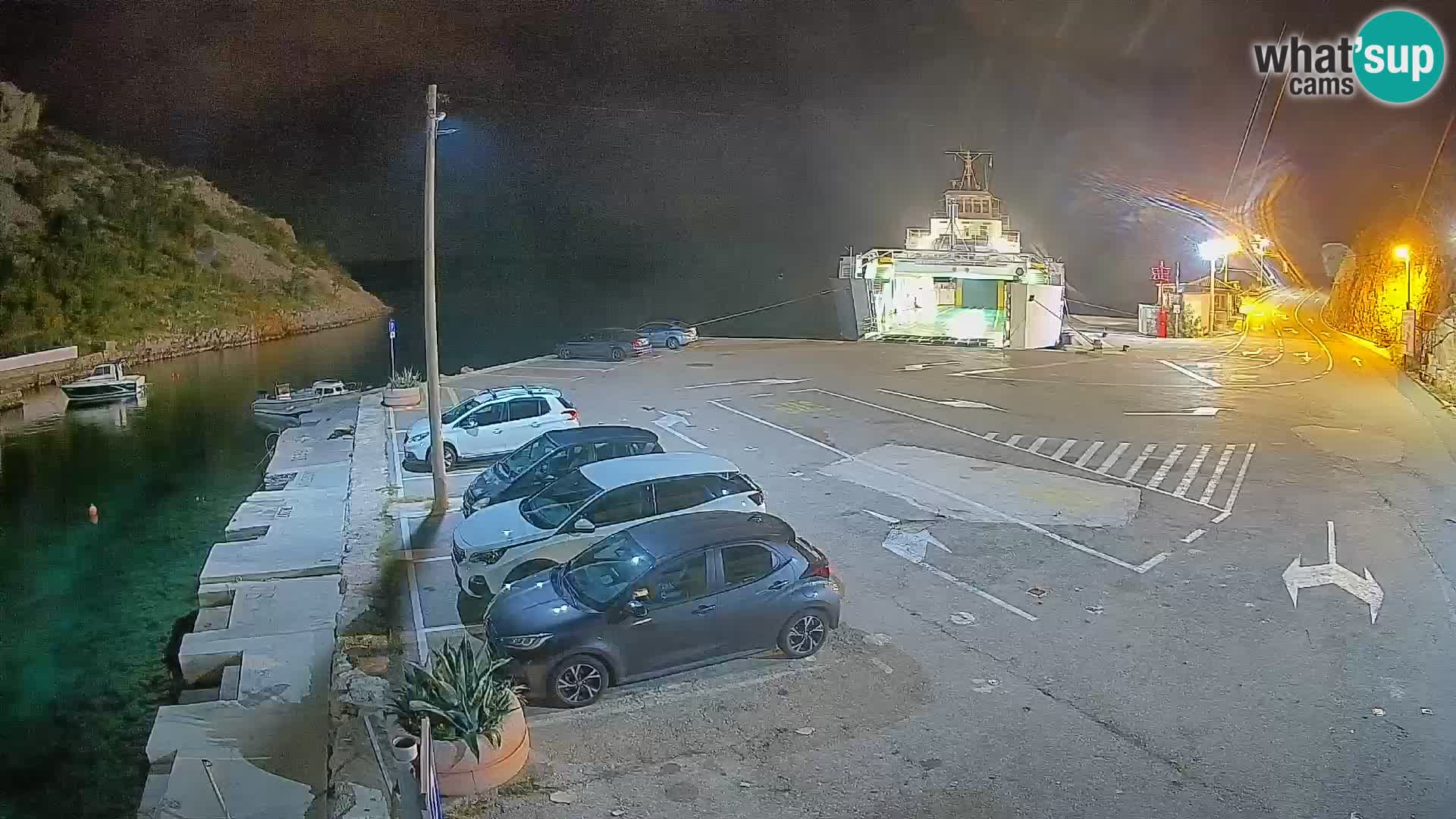 Webcam del puerto de ferris de Prizna – hacia la isla de Pag