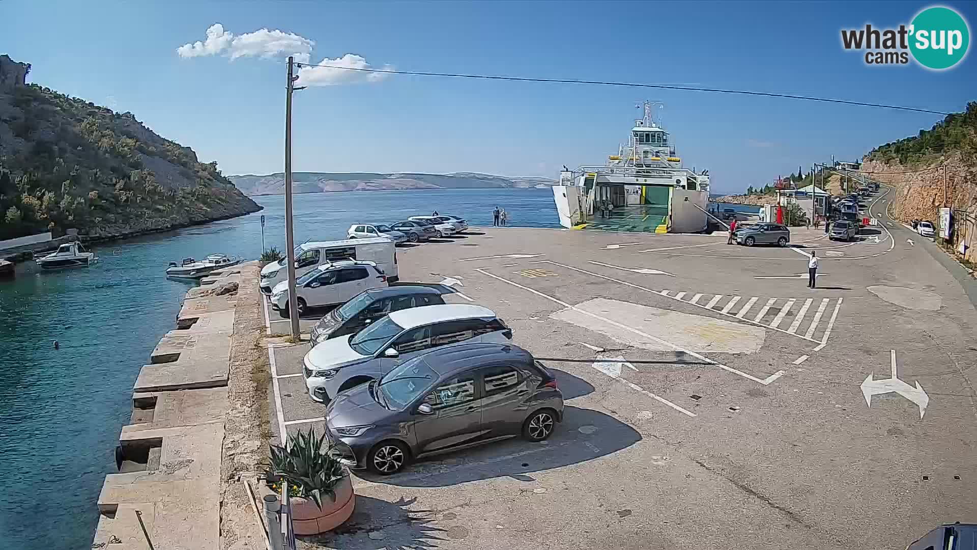 Webcam port de ferry de Prizna – vers l’île de Pag