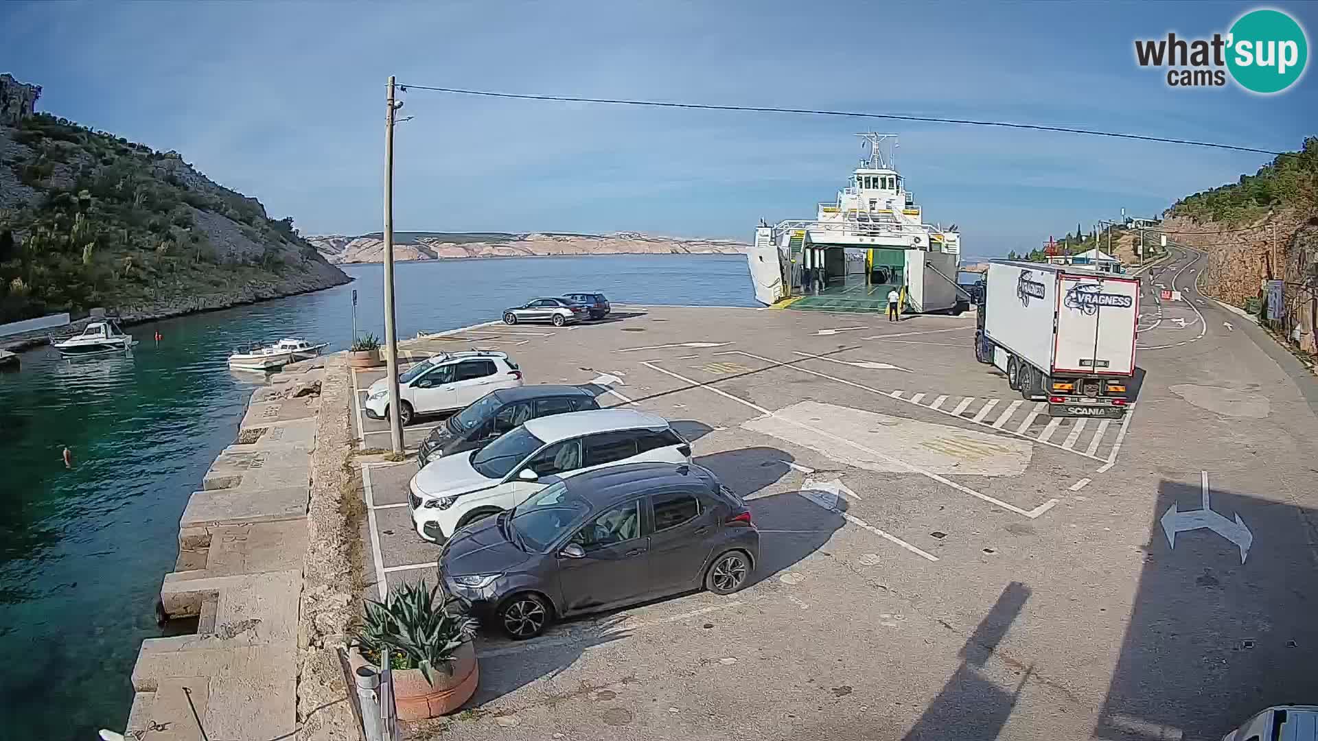 Webcam port de ferry de Prizna – vers l’île de Pag