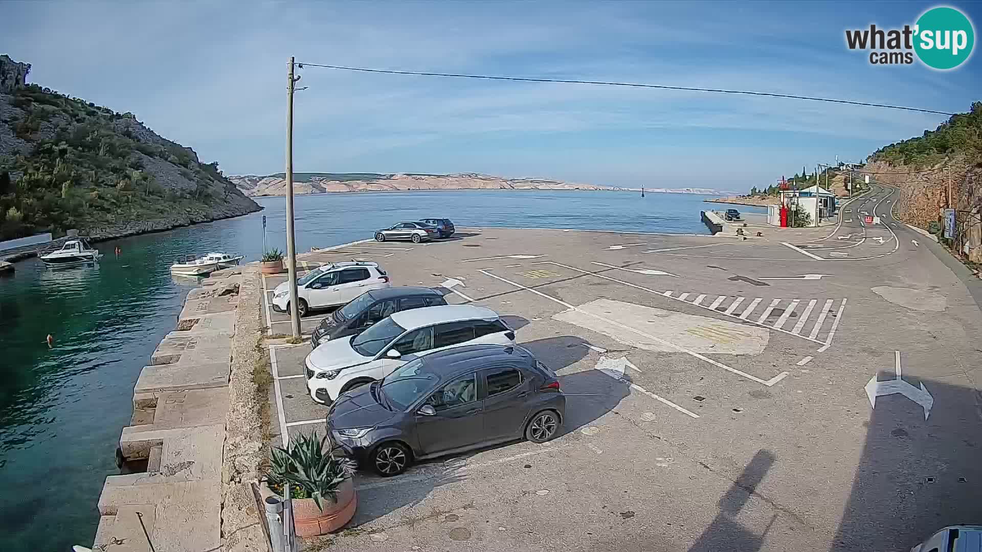 Webcam port de ferry de Prizna – vers l’île de Pag