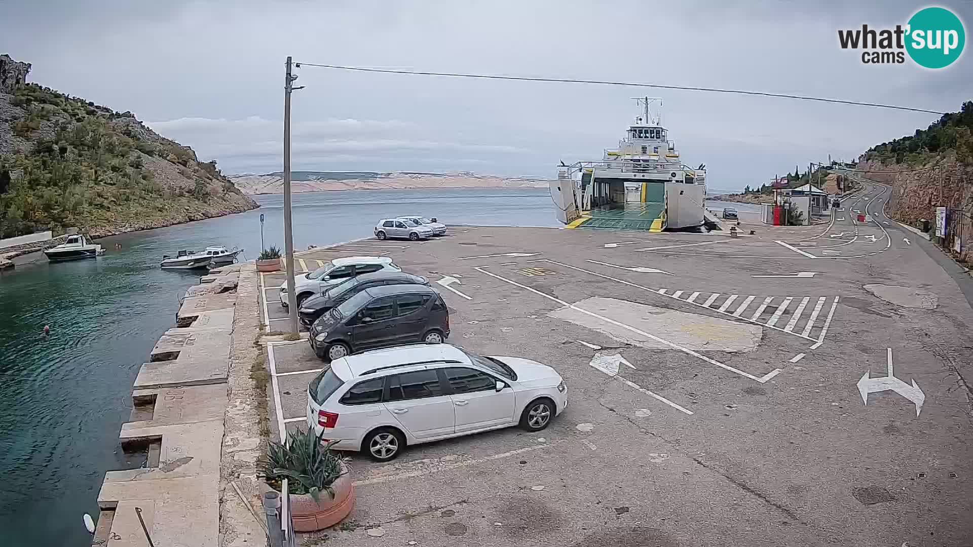 Webcam port de ferry de Prizna – vers l’île de Pag