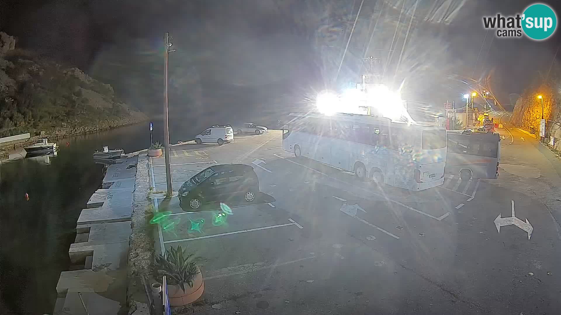 Webcam del puerto de ferris de Prizna – hacia la isla de Pag