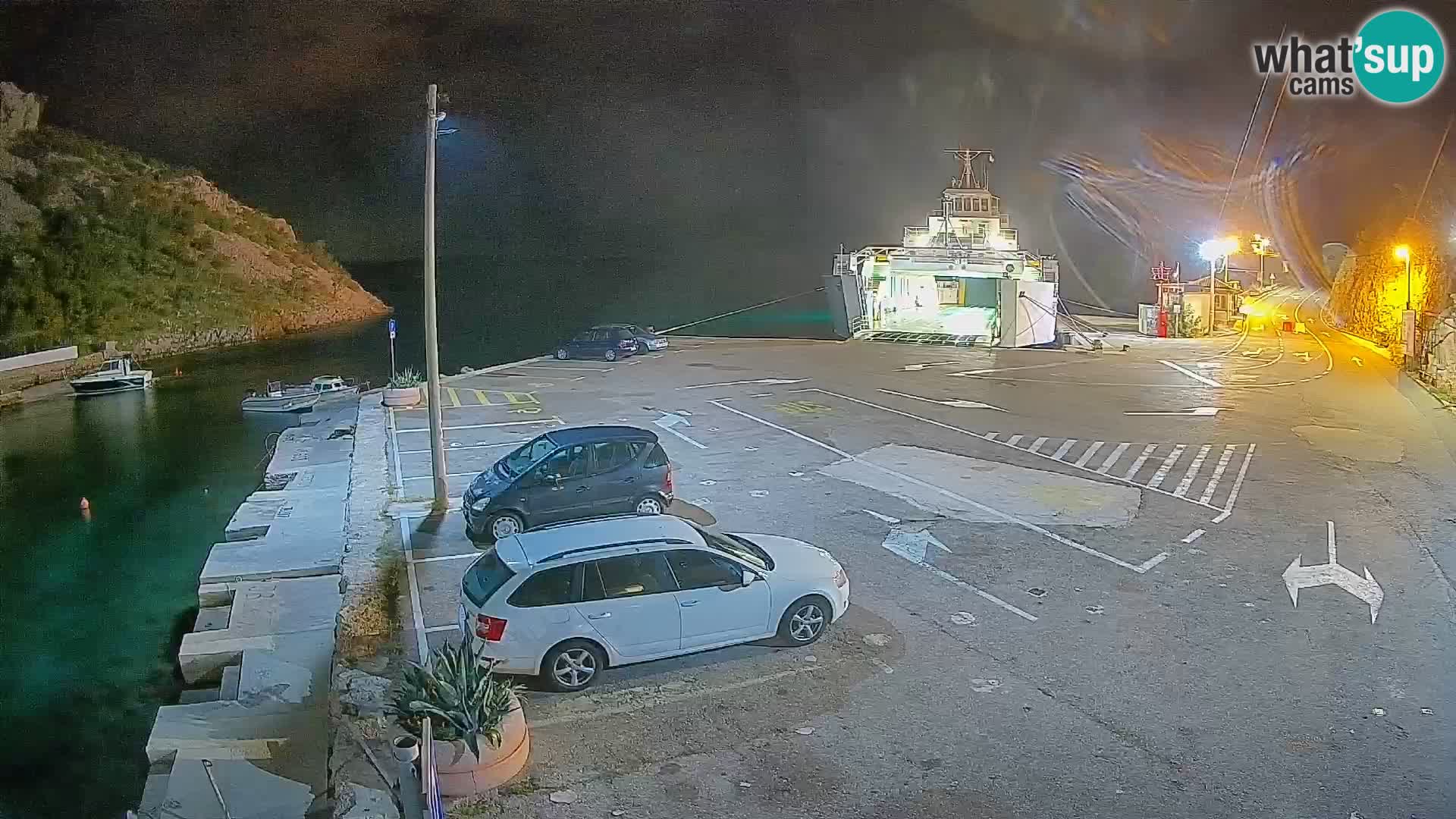 Webcam del puerto de ferris de Prizna – hacia la isla de Pag