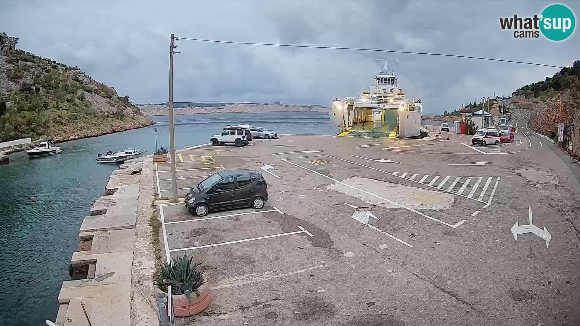 Webcam port de ferry de Prizna – vers l’île de Pag