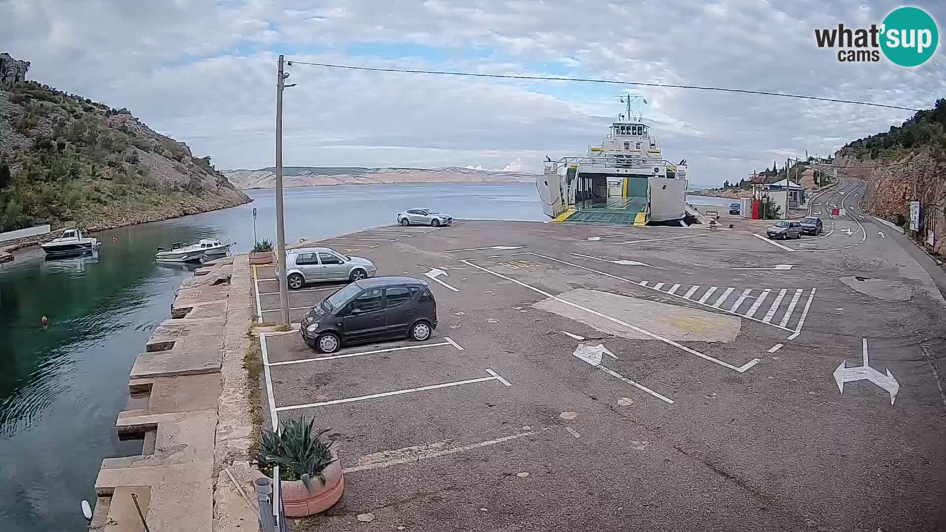 Webcam port de ferry de Prizna – vers l’île de Pag