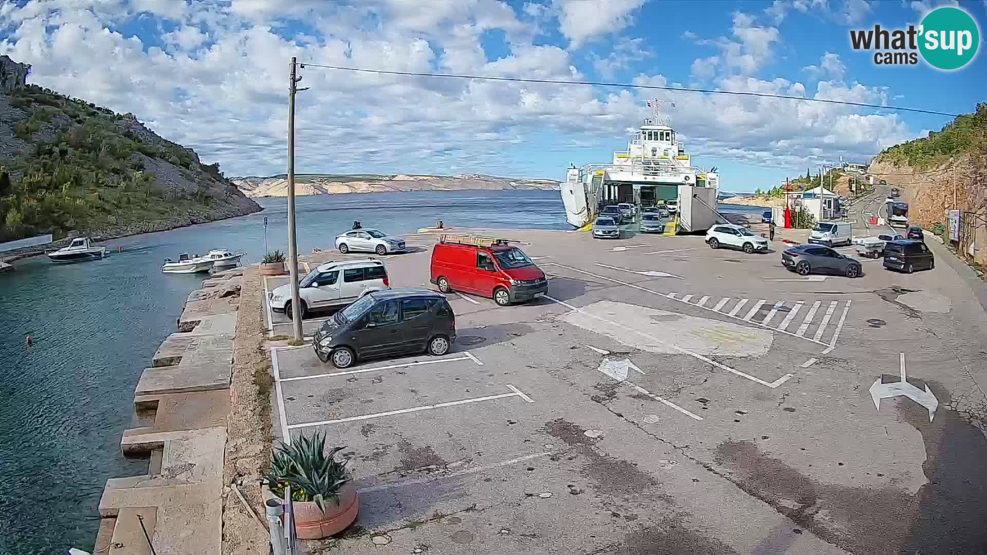 Webcam Prizna ferry port to Pag island