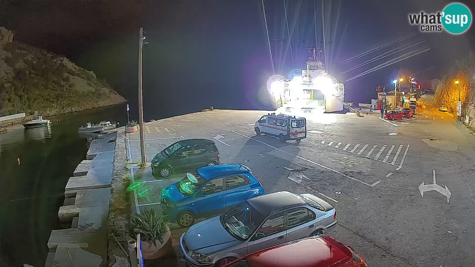 Webcam del puerto de ferris de Prizna – hacia la isla de Pag
