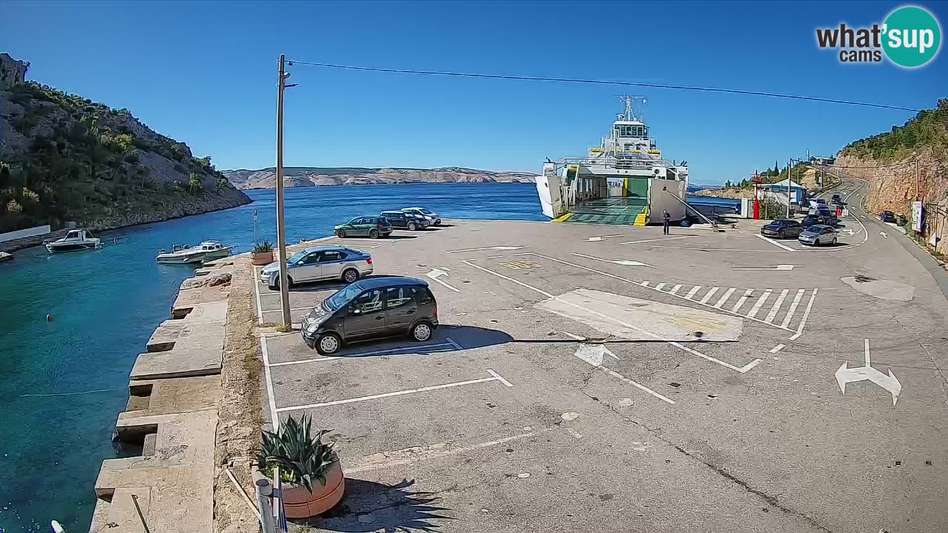 Webcam port de ferry de Prizna – vers l’île de Pag