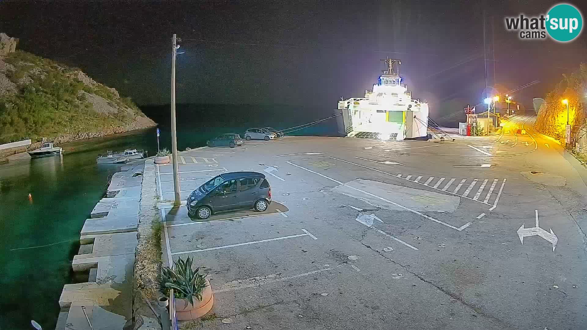 Webcam del puerto de ferris de Prizna – hacia la isla de Pag