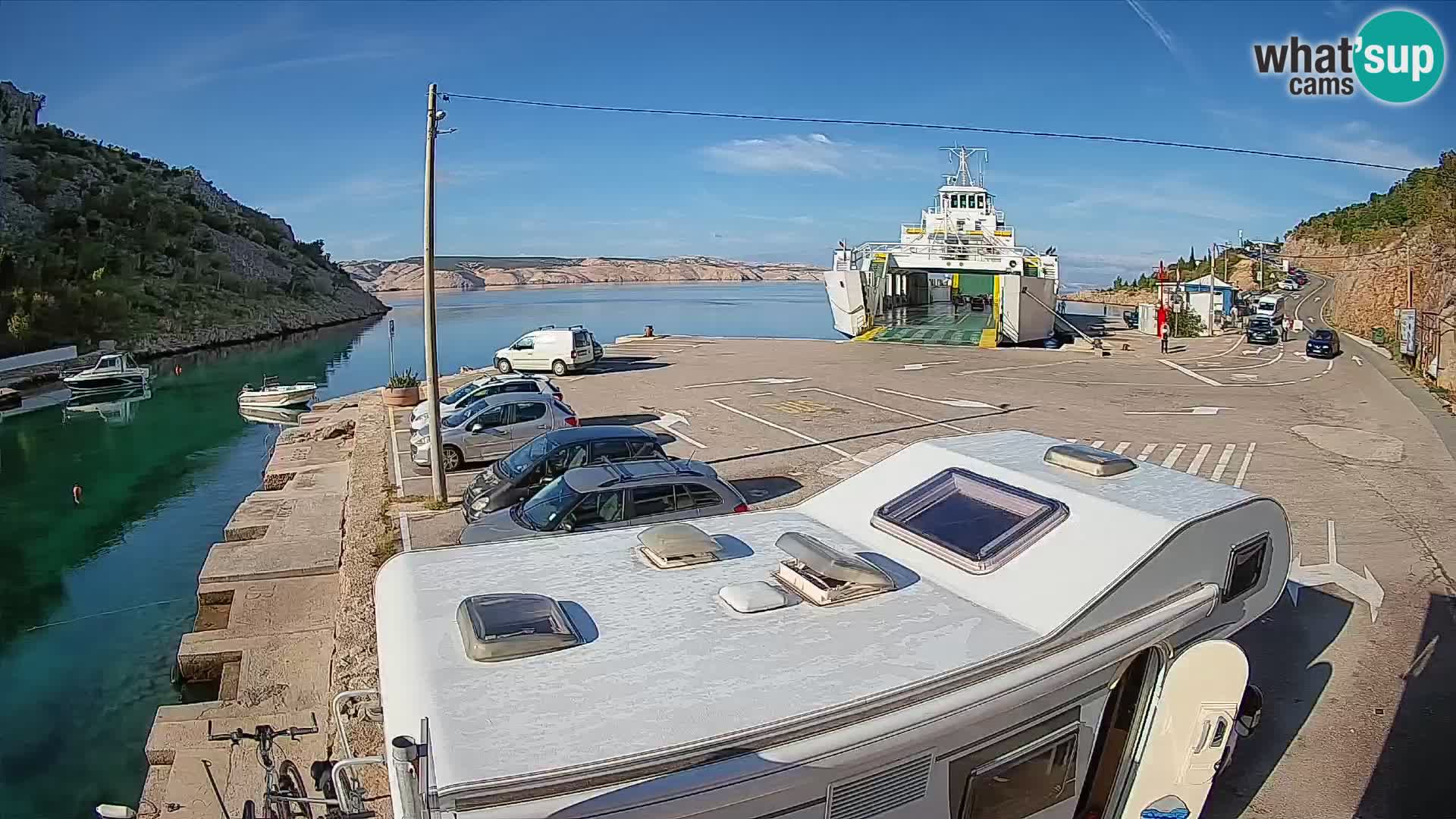 Webcam port de ferry de Prizna – vers l’île de Pag