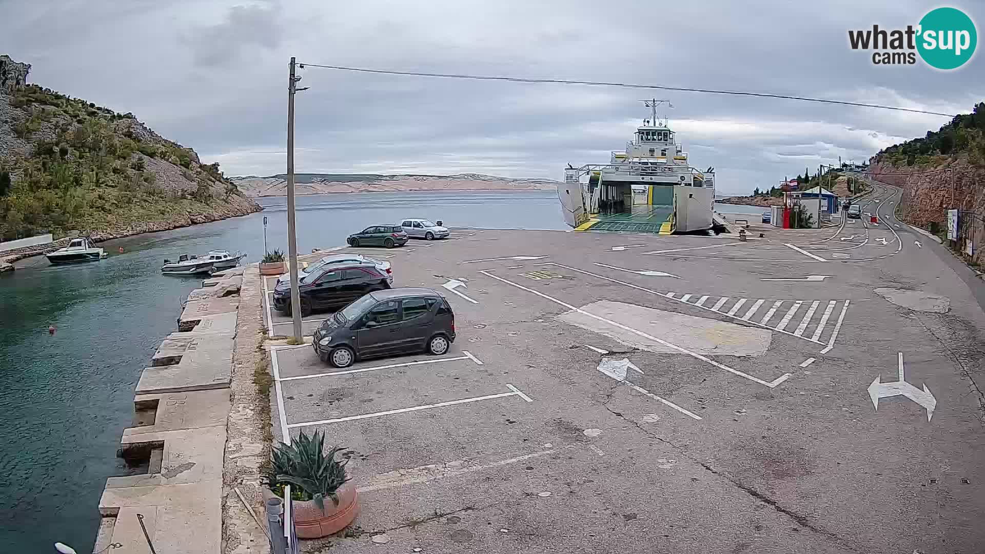 Webcam port de ferry de Prizna – vers l’île de Pag