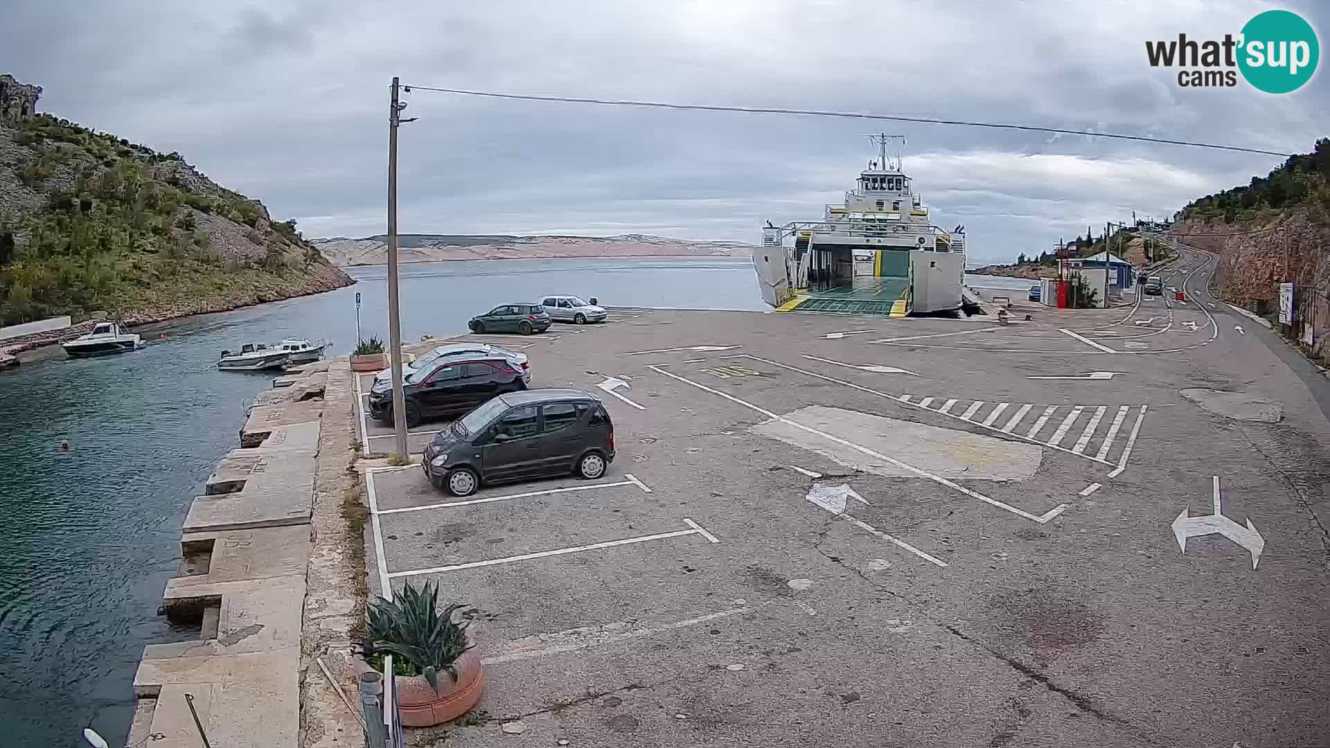 Webcam port de ferry de Prizna – vers l’île de Pag