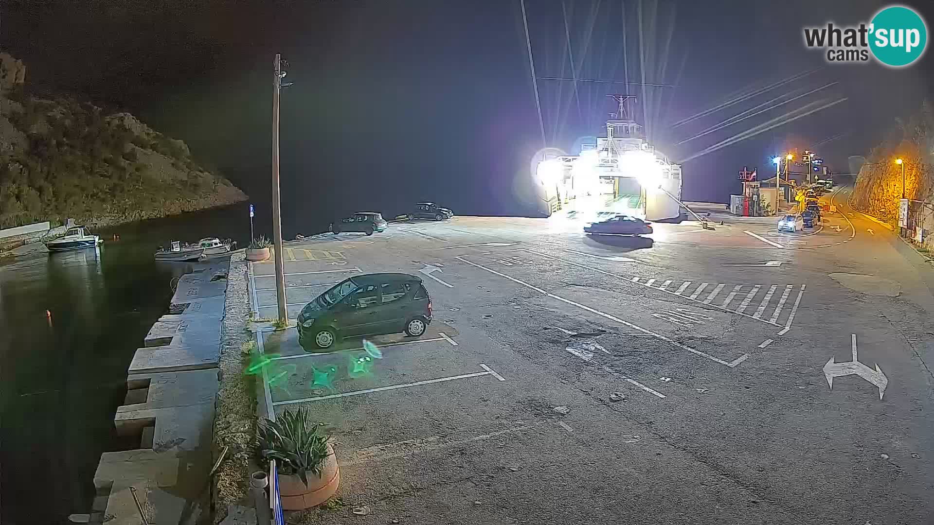 Webcam del puerto de ferris de Prizna – hacia la isla de Pag
