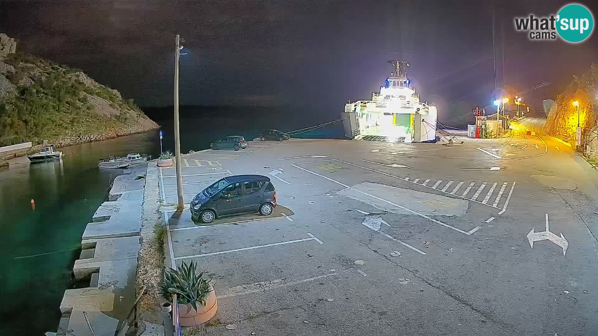 Webcam del puerto de ferris de Prizna – hacia la isla de Pag