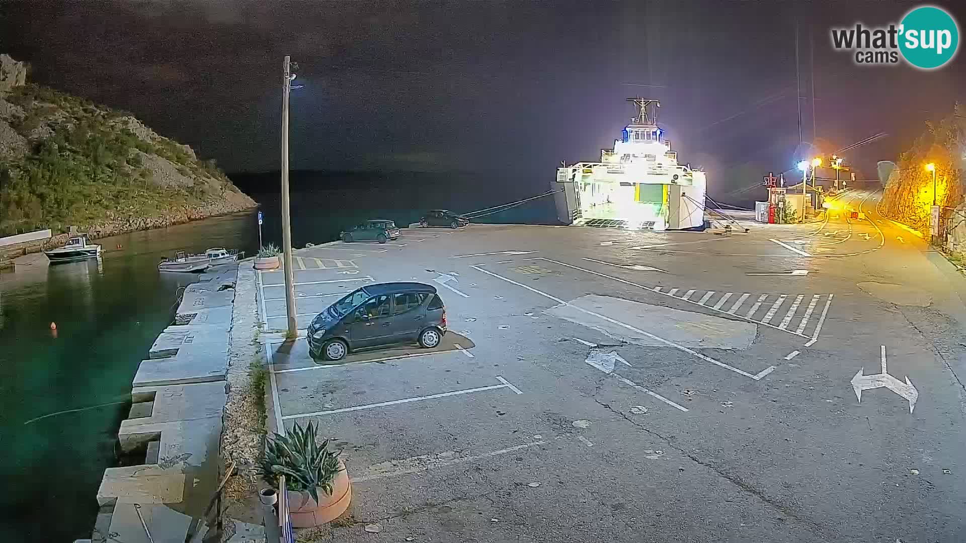 Webcam del puerto de ferris de Prizna – hacia la isla de Pag