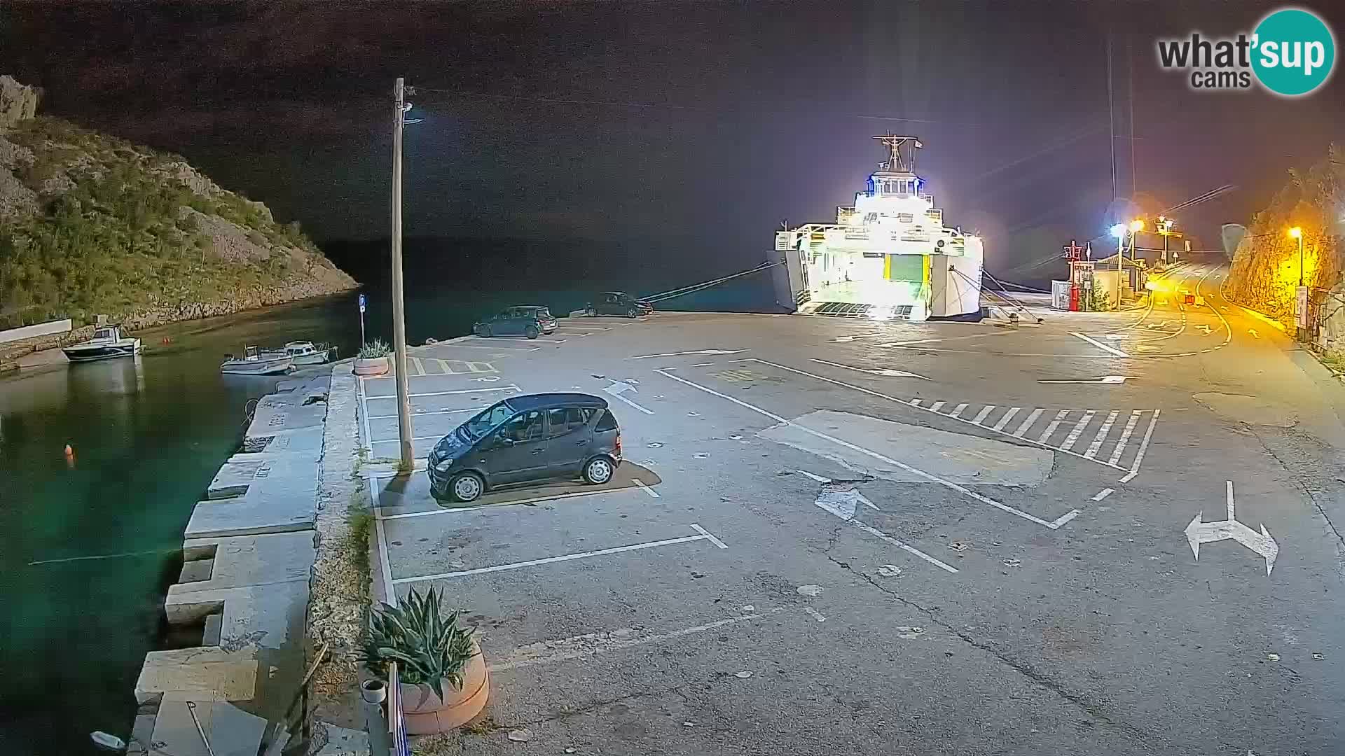 Webcam del puerto de ferris de Prizna – hacia la isla de Pag