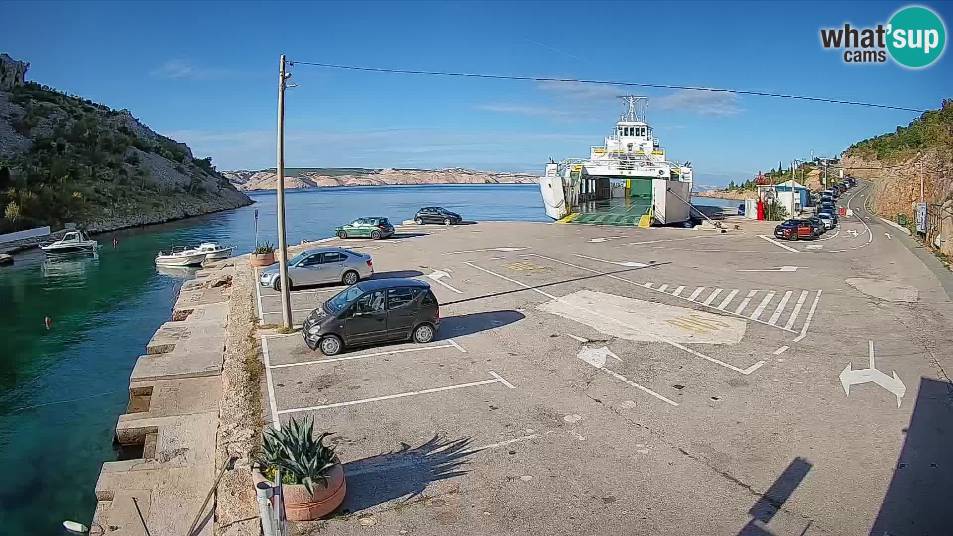 Webcam port de ferry de Prizna – vers l’île de Pag