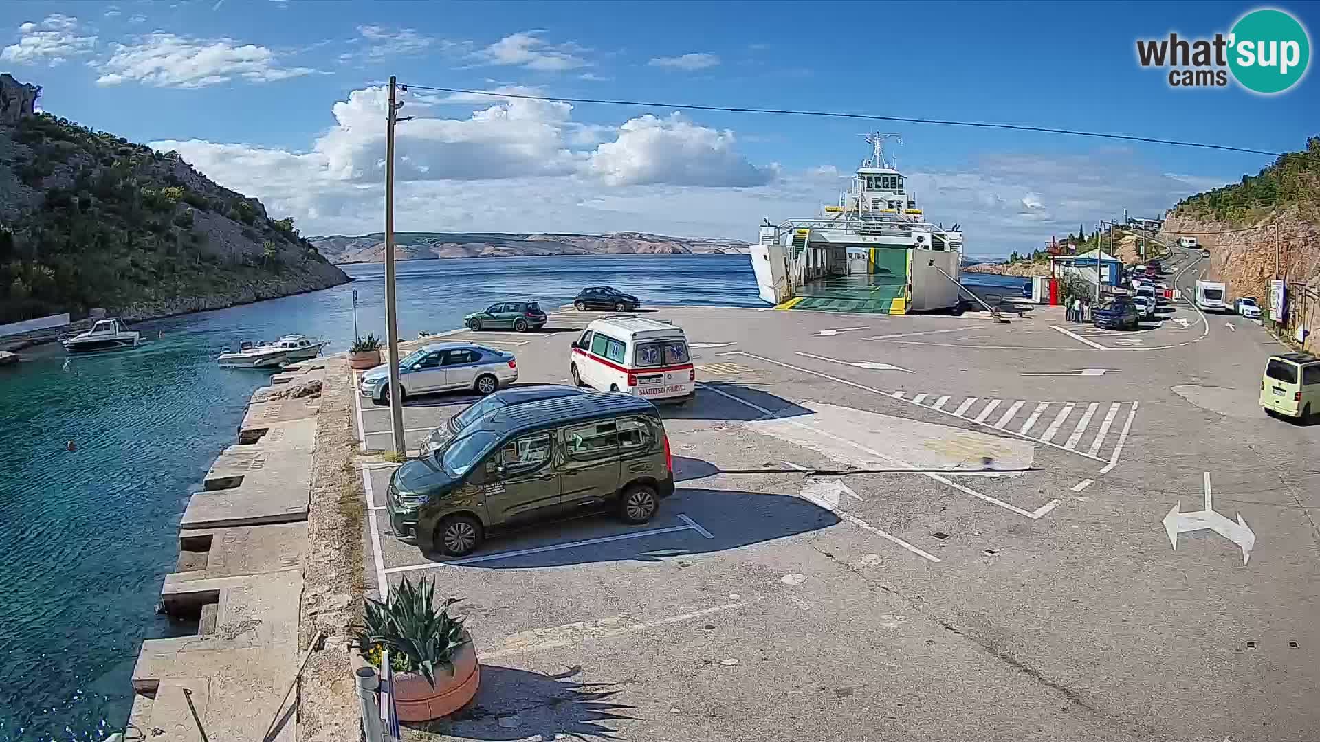 Webcam Fährhafen Prizna – zur Insel Pag