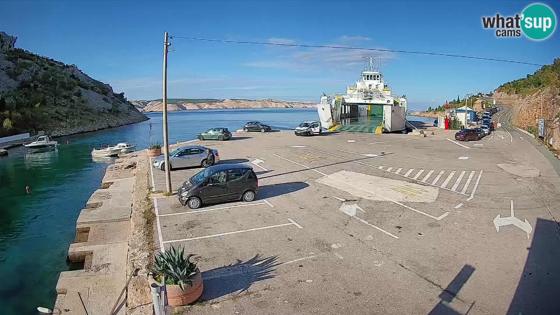 Webcam Fährhafen Prizna – zur Insel Pag