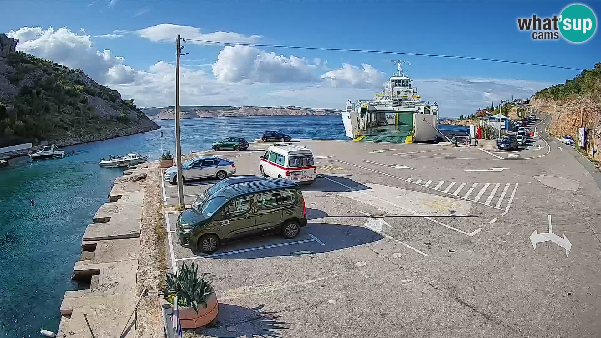 Webcam Prizna ferry port to Pag island