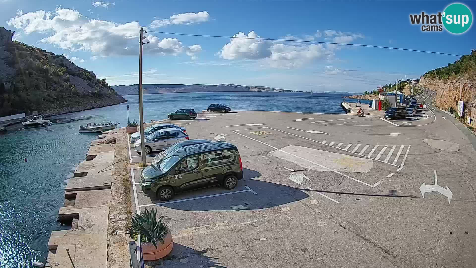 Webcam del puerto de ferris de Prizna – hacia la isla de Pag