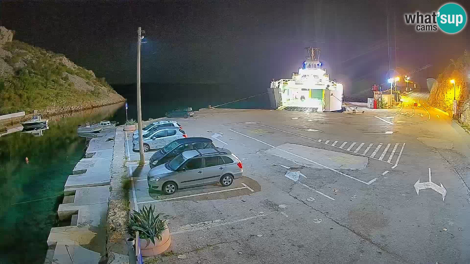 Webcam del puerto de ferris de Prizna – hacia la isla de Pag