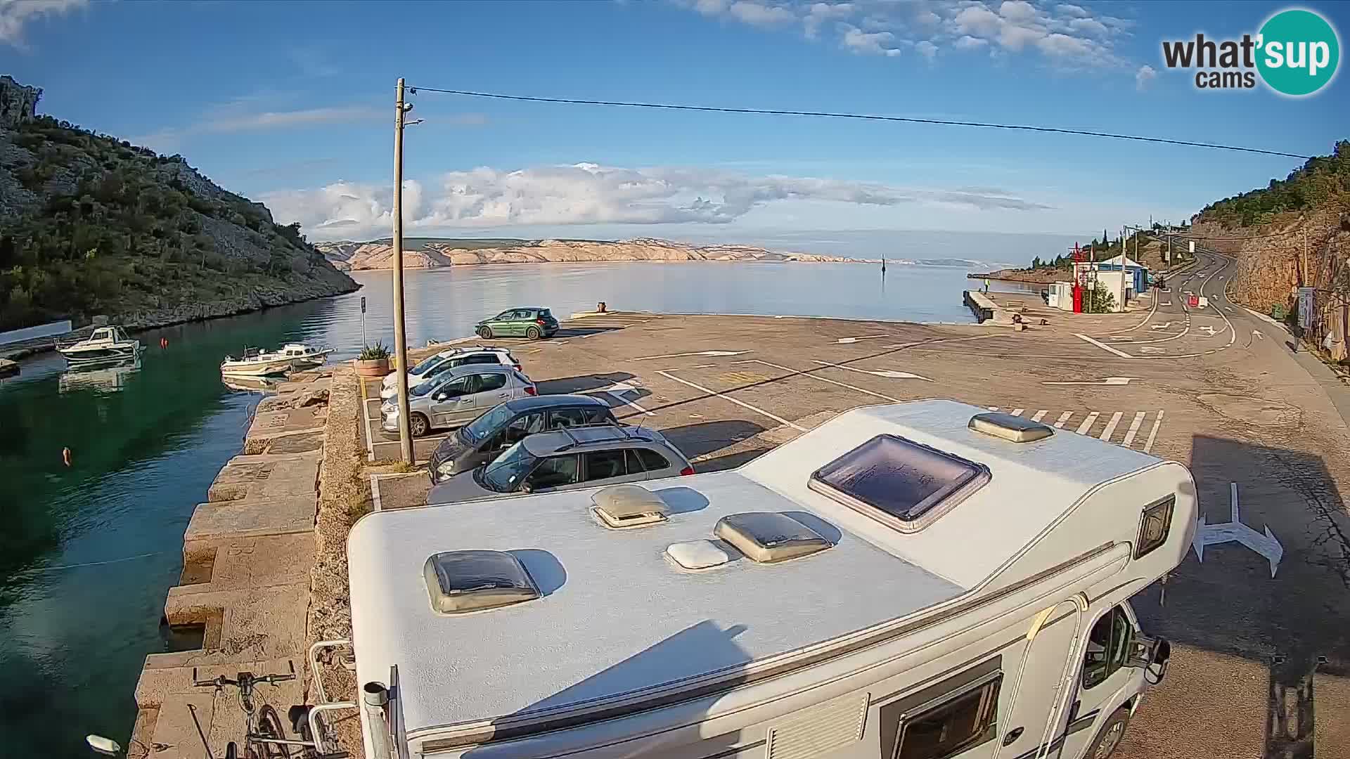 Webcam port de ferry de Prizna – vers l’île de Pag