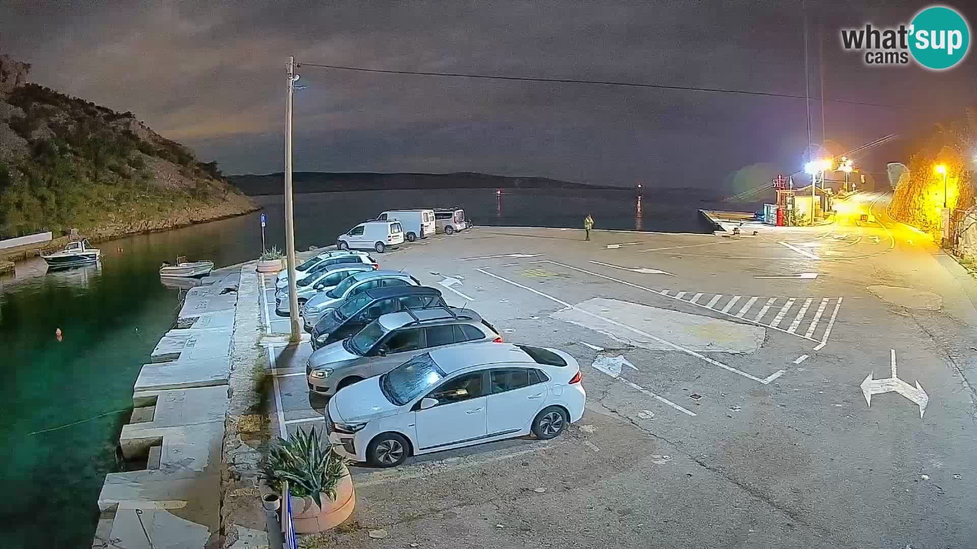 Webcam del puerto de ferris de Prizna – hacia la isla de Pag