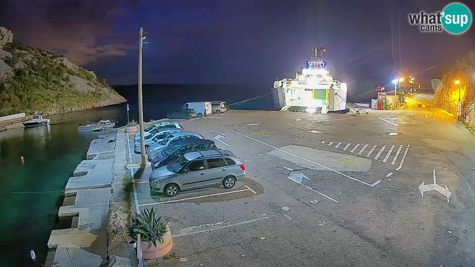 Webcam port de ferry de Prizna – vers l’île de Pag