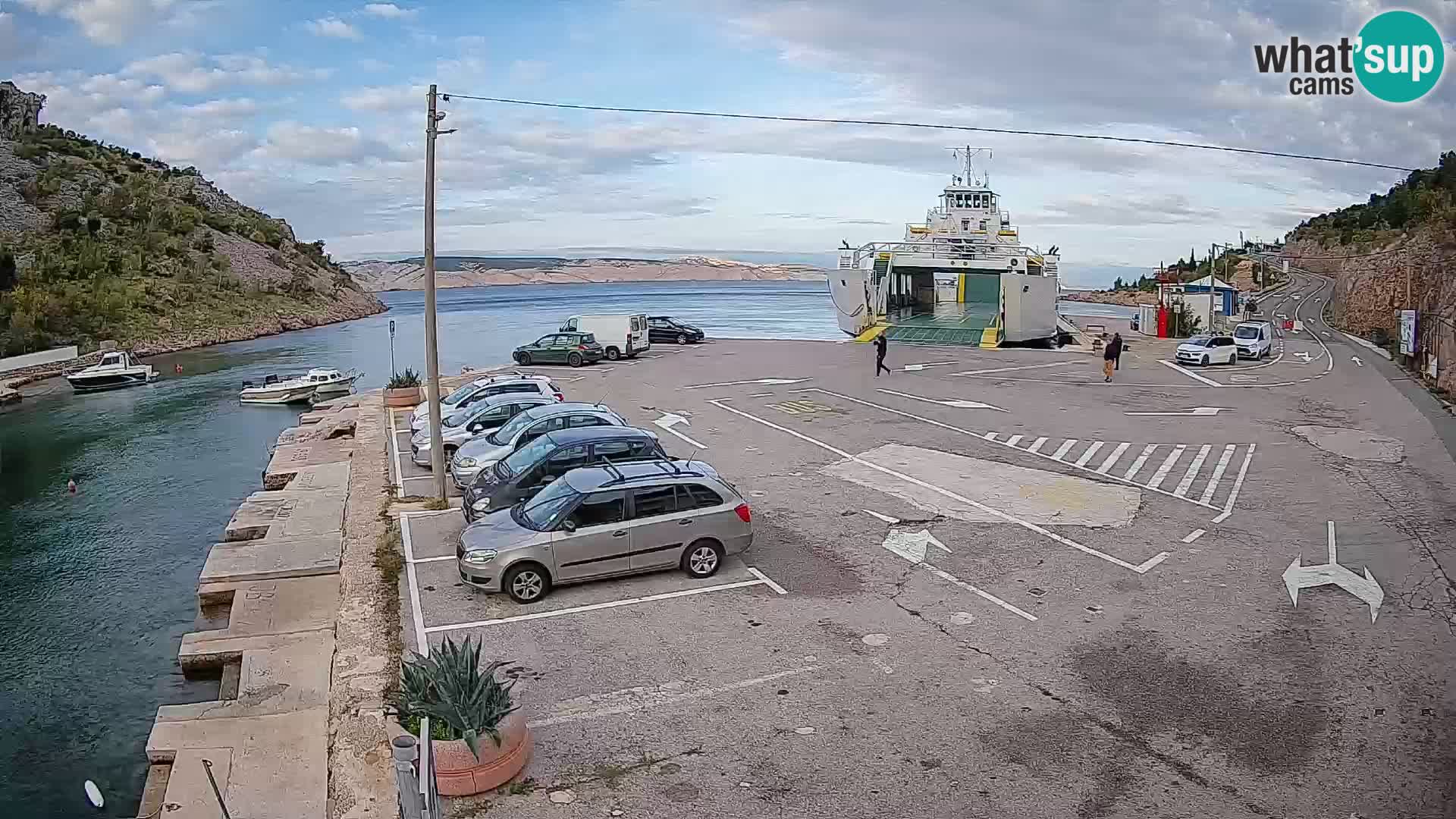 Web kamera trajektna luka Prizna – prema otoku Pag