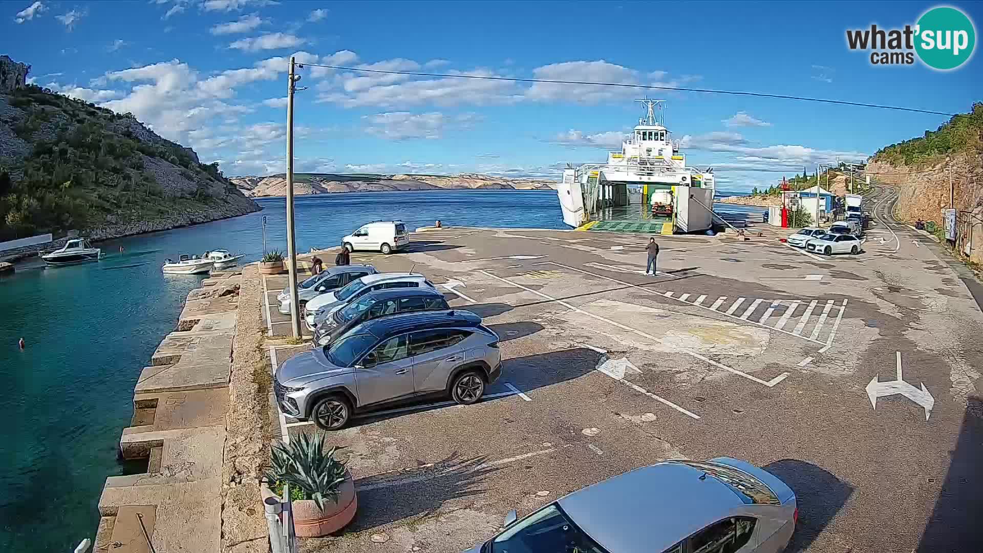 Webcam port de ferry de Prizna – vers l’île de Pag
