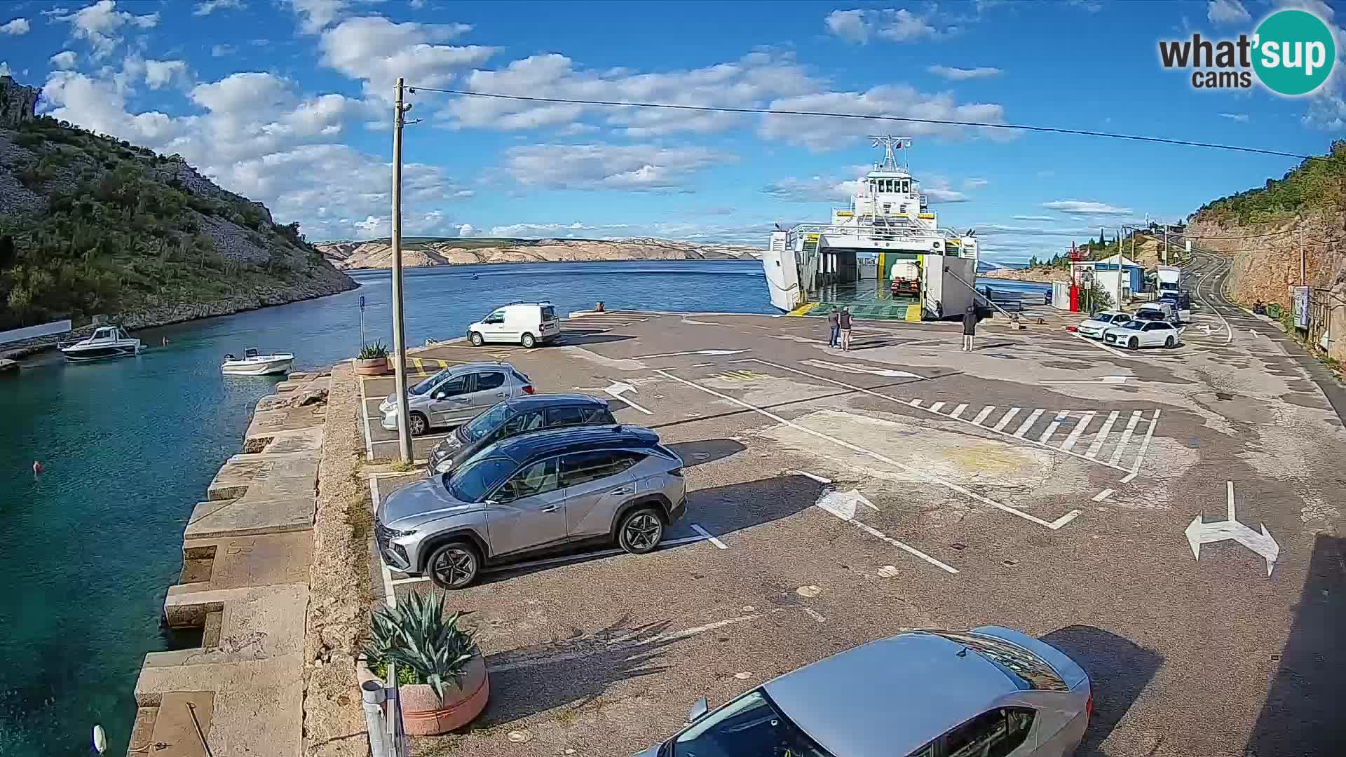 Webcam port de ferry de Prizna – vers l’île de Pag
