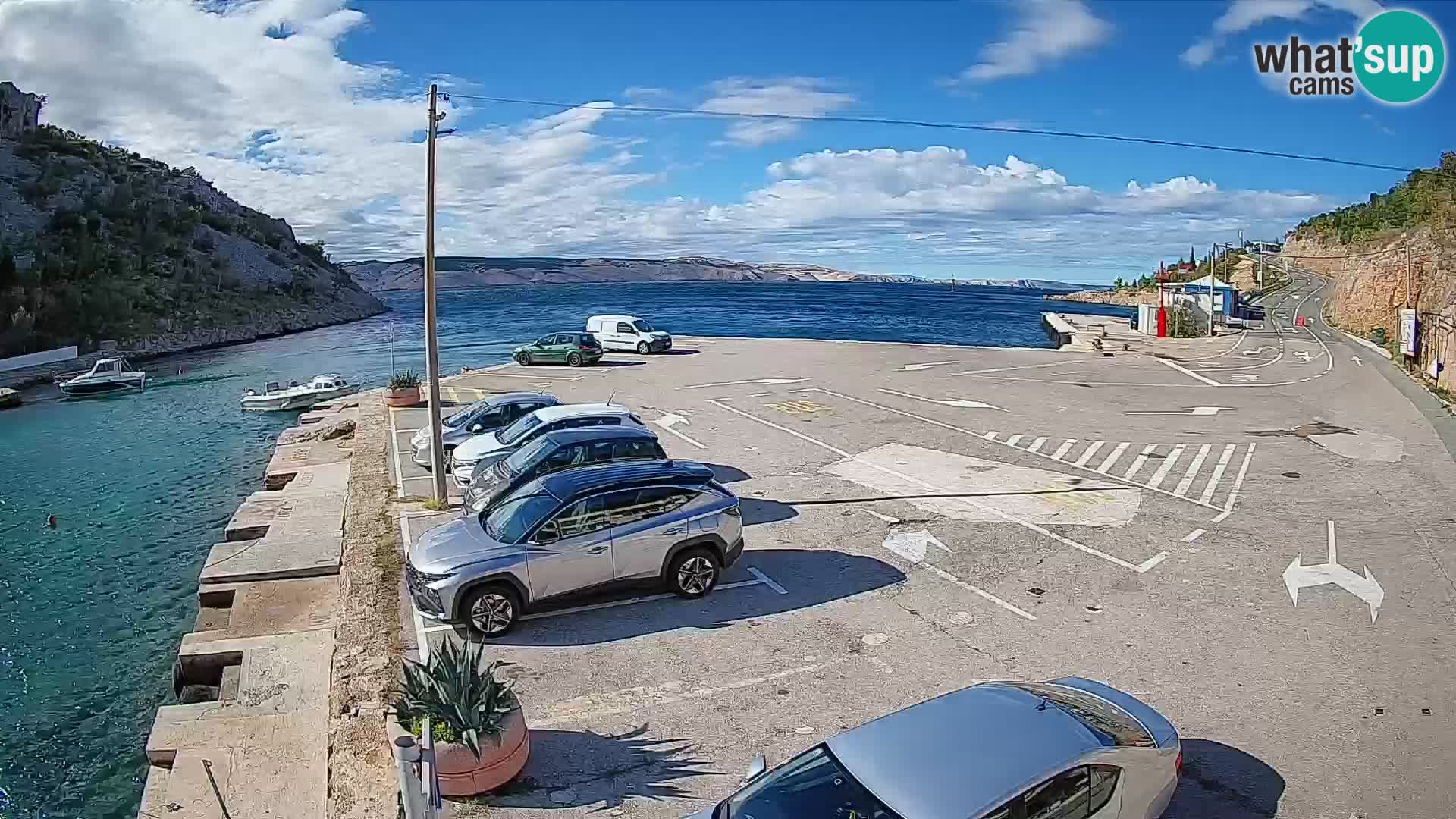 Webcam del puerto de ferris de Prizna – hacia la isla de Pag