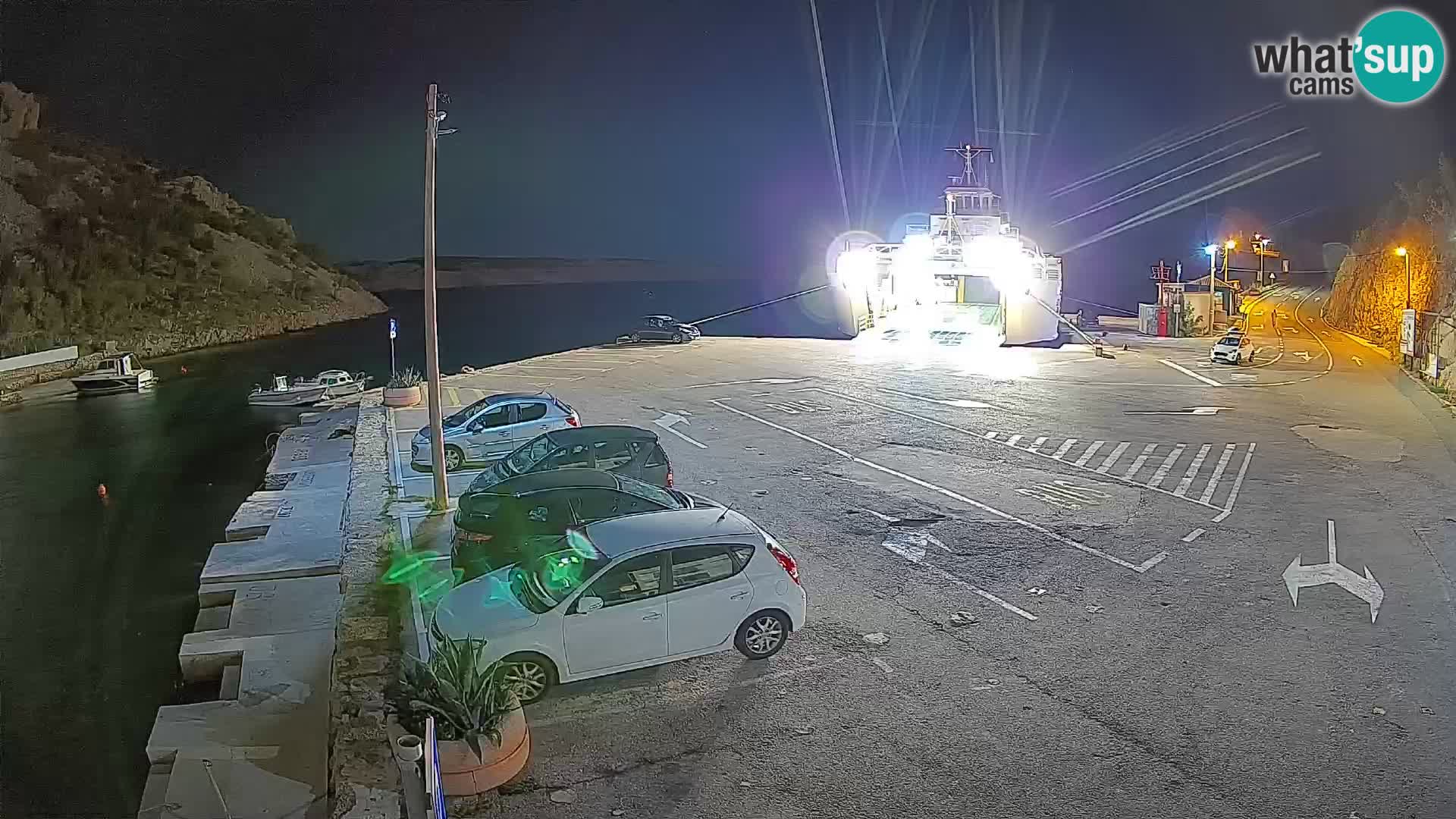 Webcam del puerto de ferris de Prizna – hacia la isla de Pag