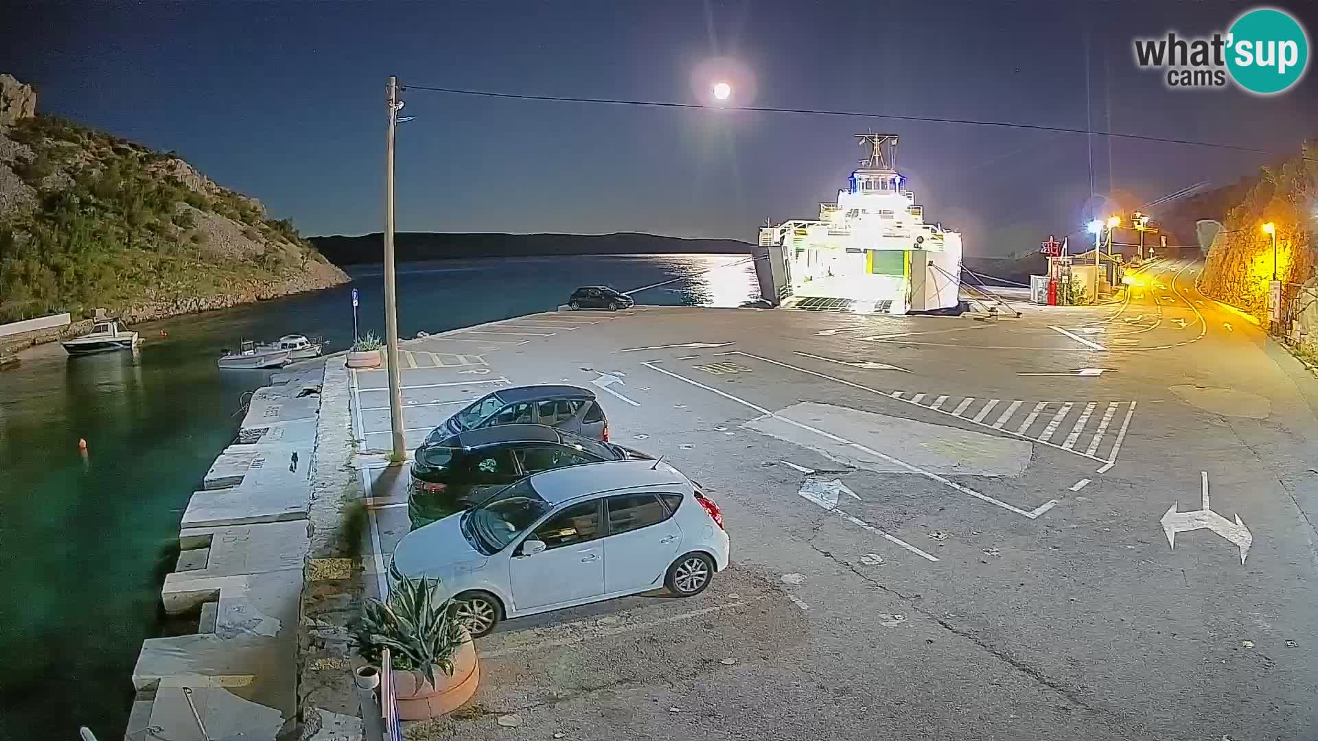 Webcam port de ferry de Prizna – vers l’île de Pag