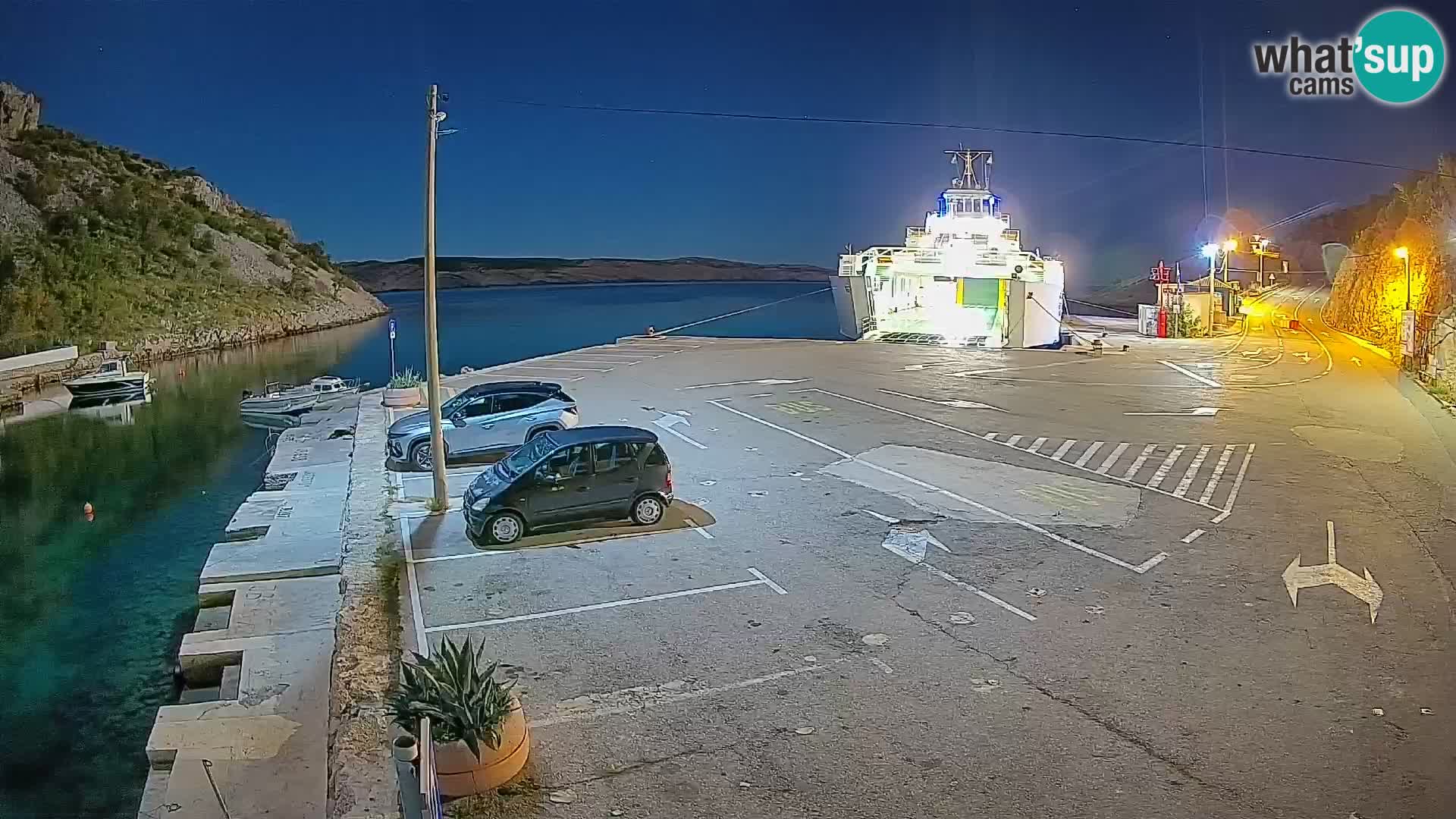 Webcam port de ferry de Prizna – vers l’île de Pag
