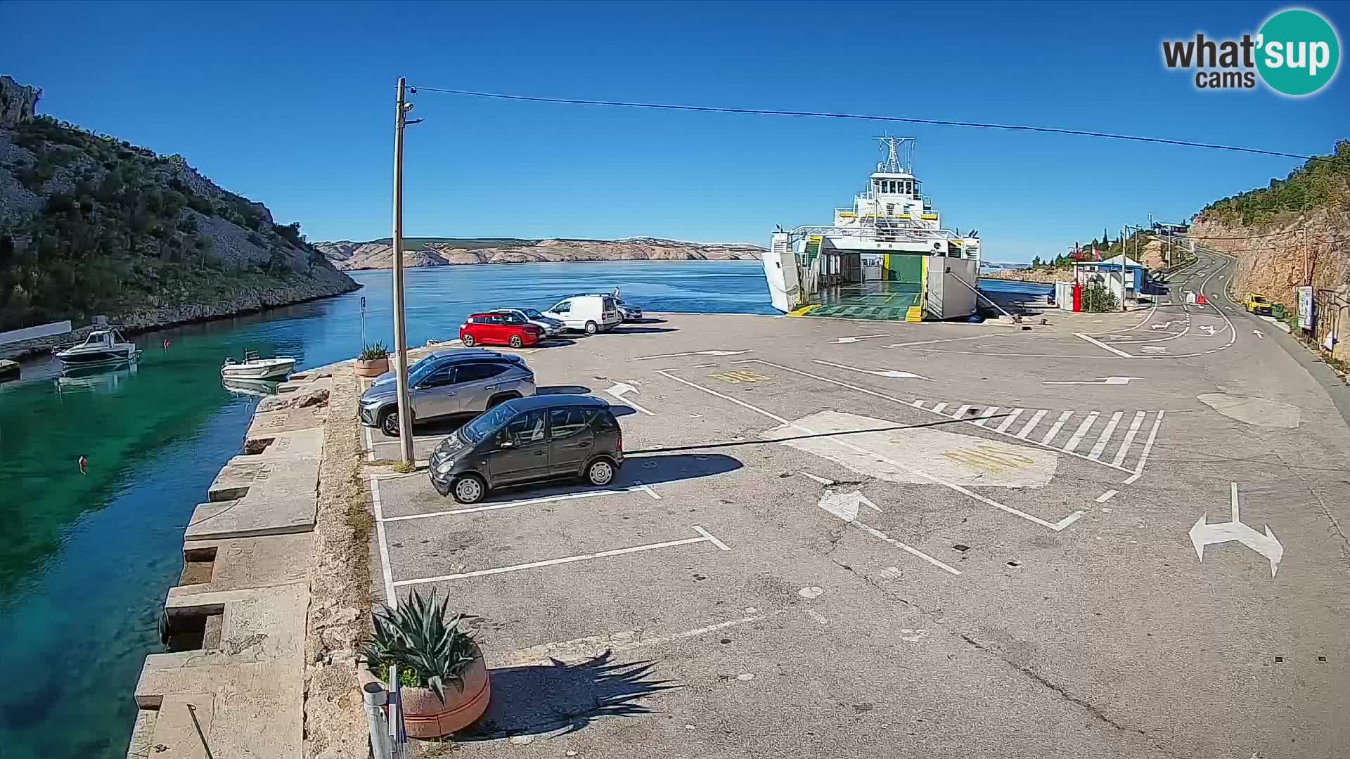 Webcam port de ferry de Prizna – vers l’île de Pag