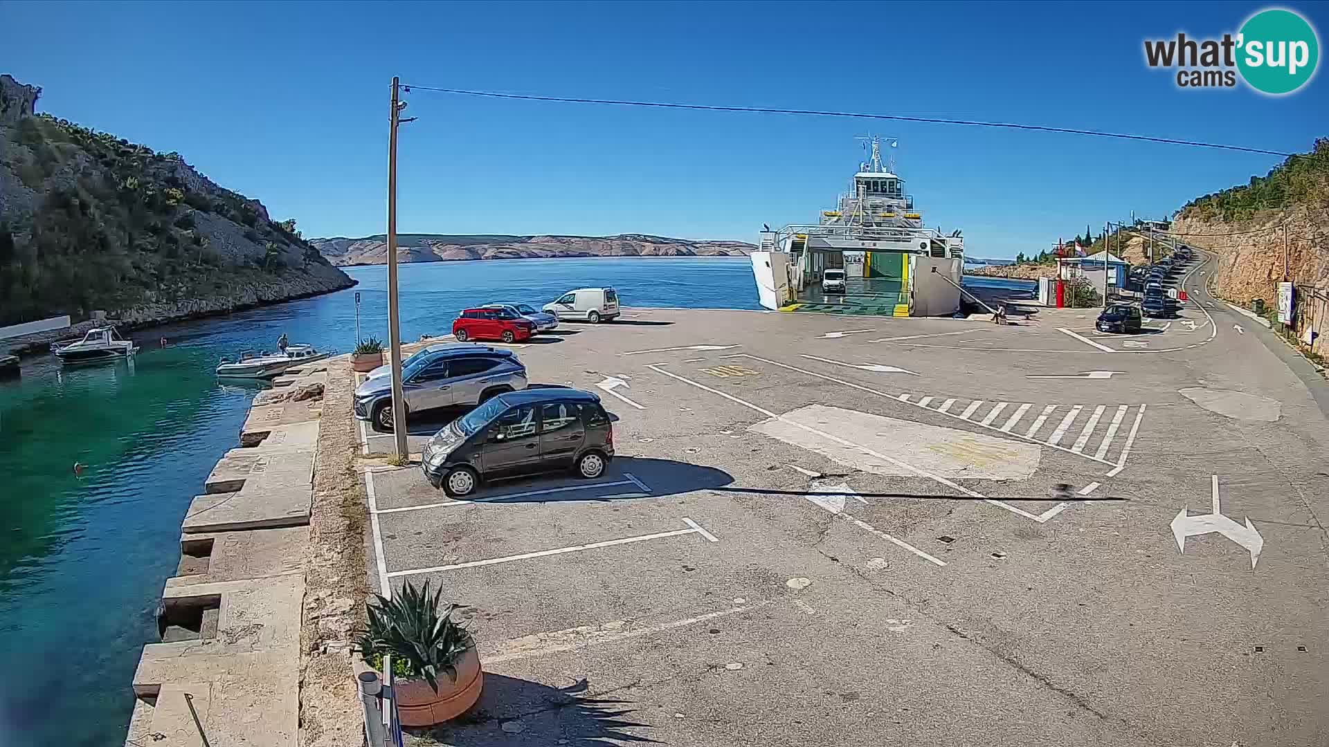 Webcam port de ferry de Prizna – vers l’île de Pag