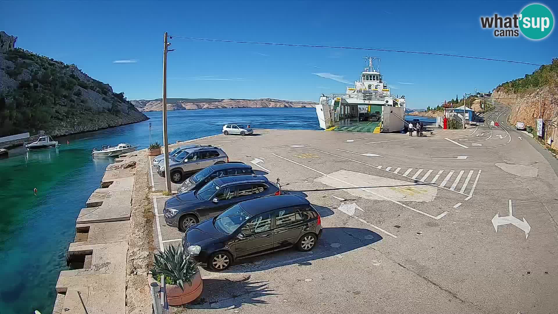 Webcam port de ferry de Prizna – vers l’île de Pag