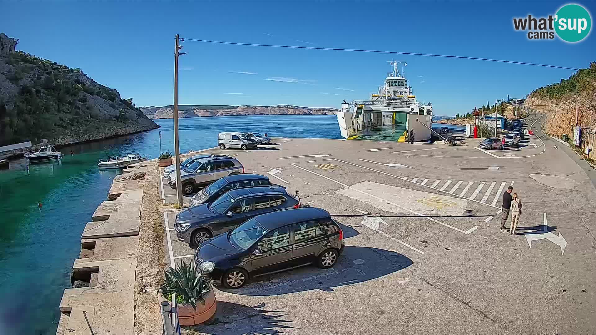 Web kamera trajektna luka Prizna – prema otoku Pag