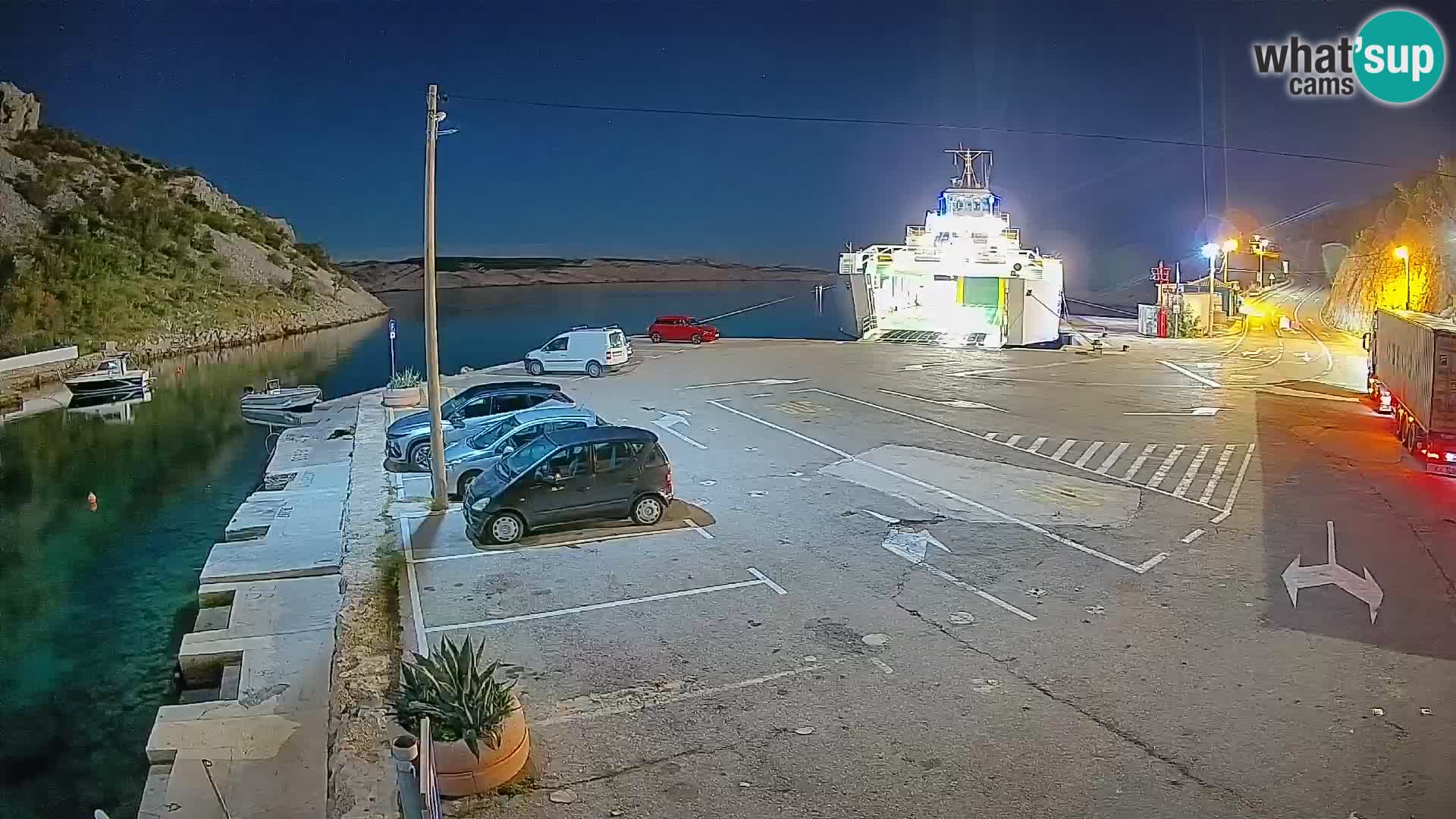 Webcam port de ferry de Prizna – vers l’île de Pag