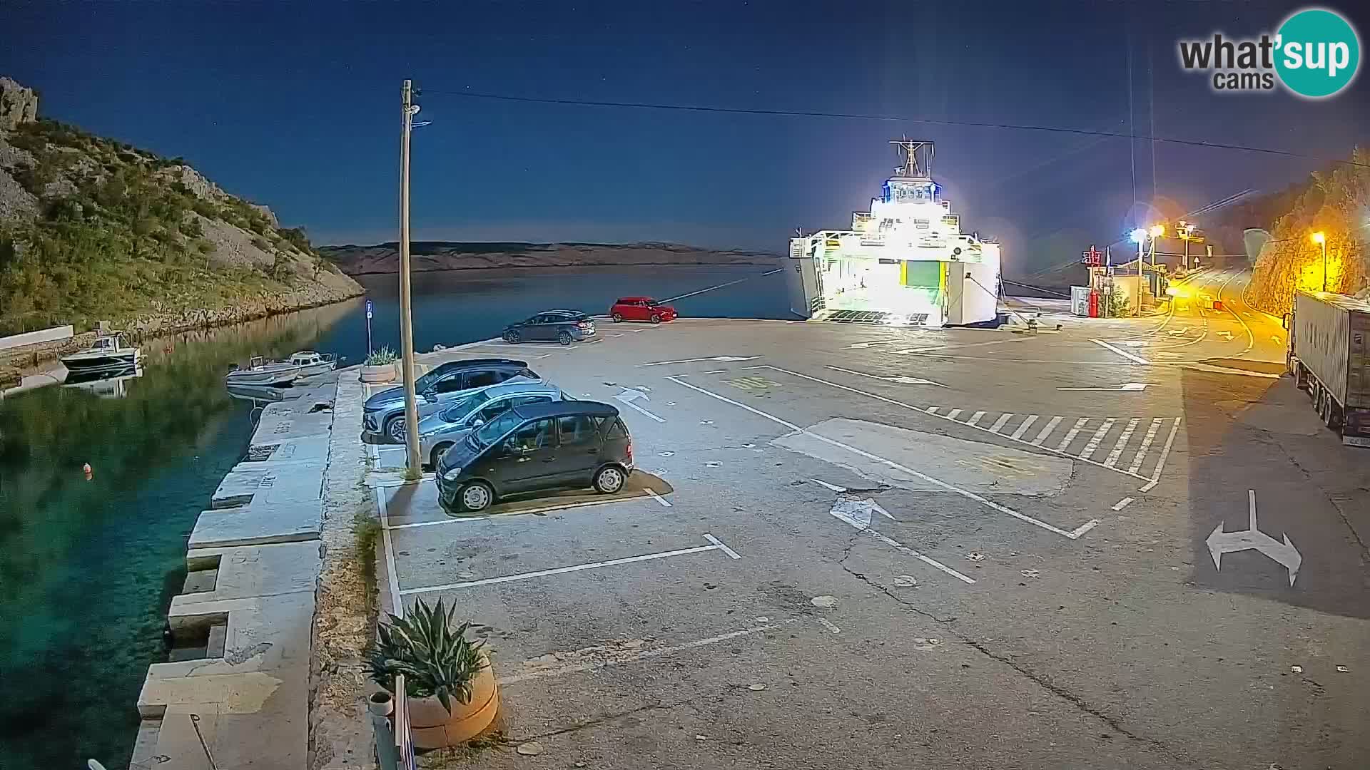 Webcam port de ferry de Prizna – vers l’île de Pag