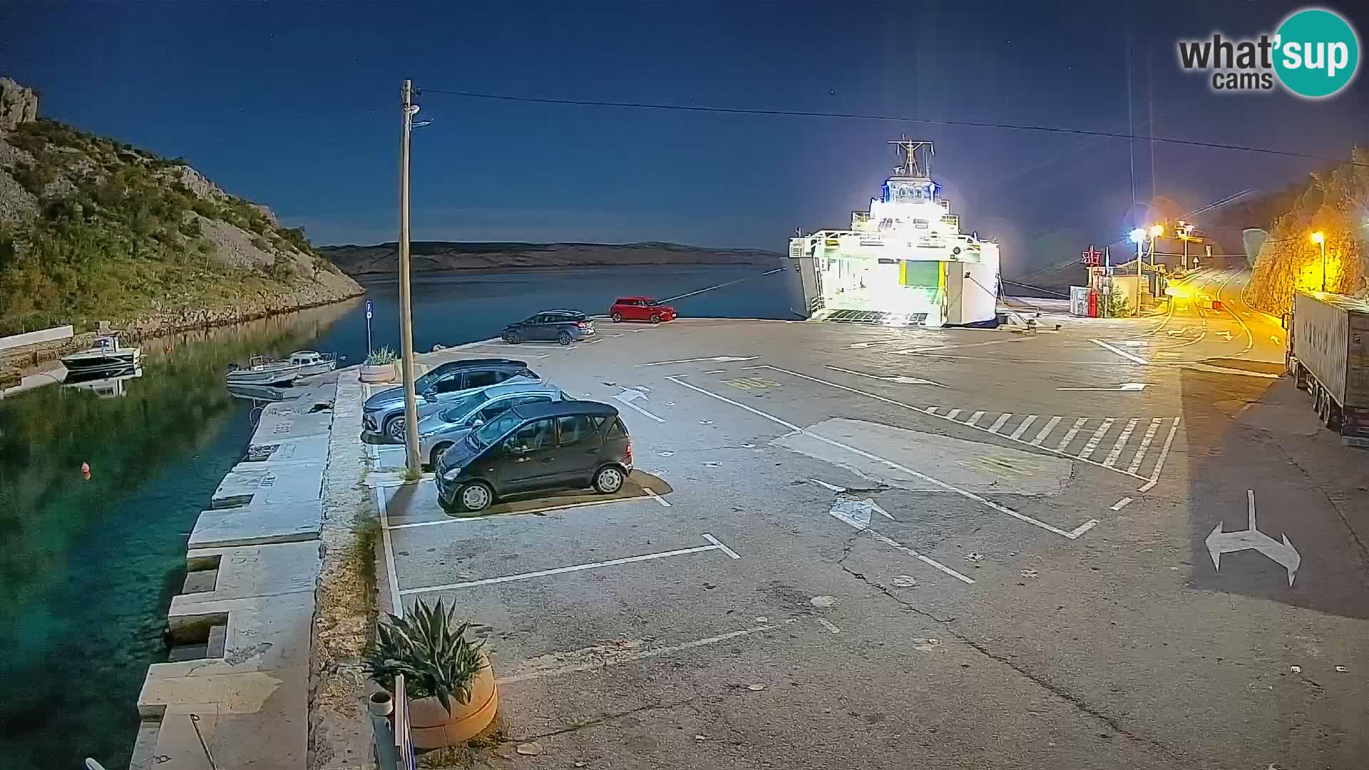 Webcam port de ferry de Prizna – vers l’île de Pag