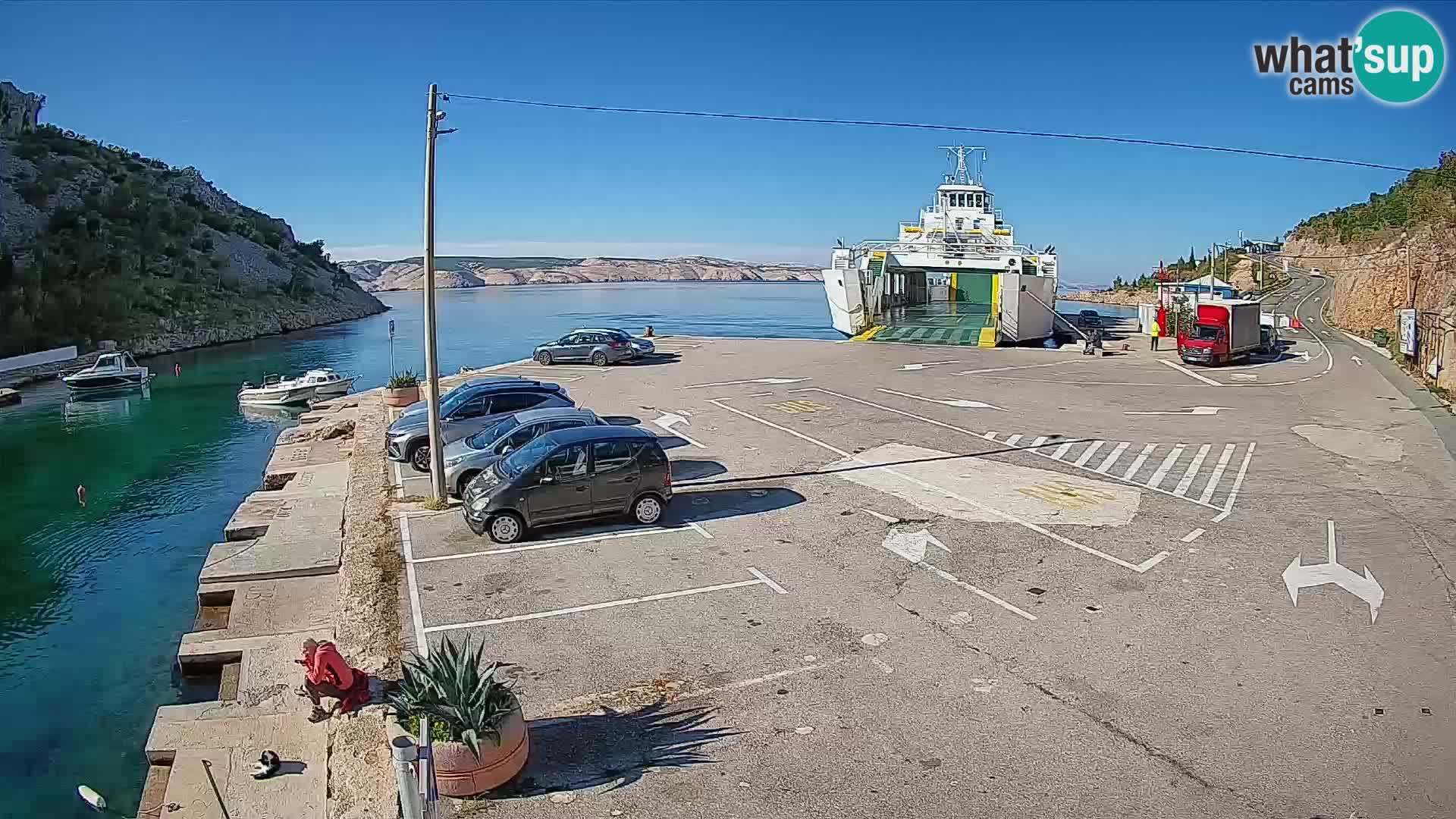 Webcam Fährhafen Prizna – zur Insel Pag