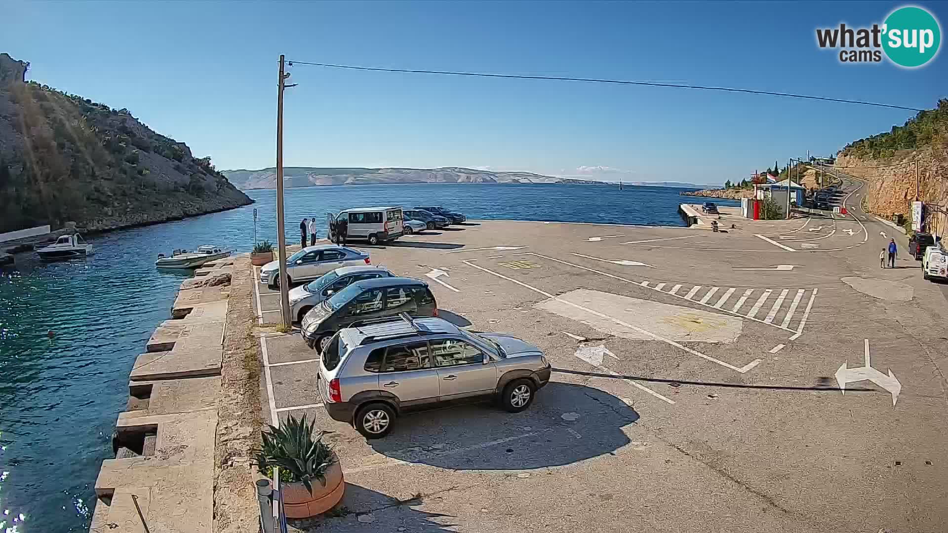 Web kamera trajektna luka Prizna – prema otoku Pag